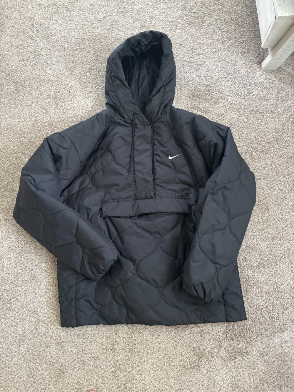 EUC Nike puffer pull over hoodie black jacket sz M